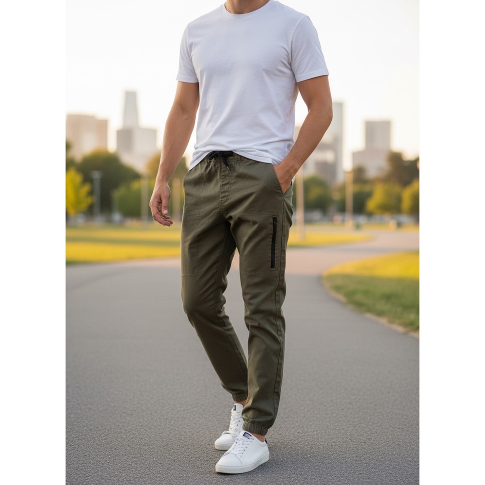 WXYZ Los Angeles Mens Olive Green Cargo Jogger‎ Pants Size M Utility Techwear